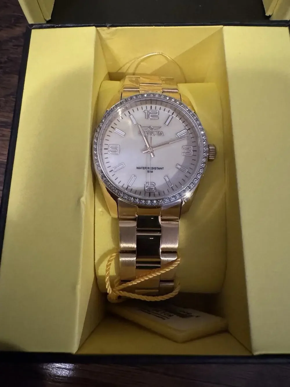 Invicta Specialty Lautus Gold Mother Pearl Dial Crystal Unisex Watch 38mm